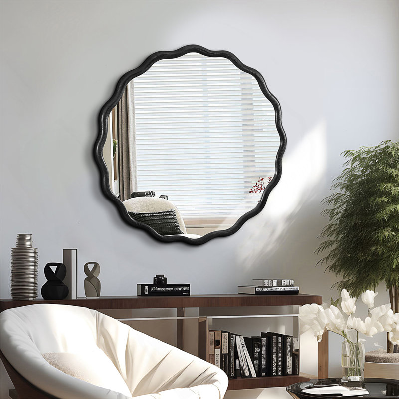 Miroir de meuble-lavabo en bois massif, 35,6 po x 35,6 po, Noir, noir, noir, noir