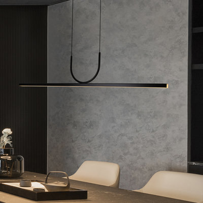 Black Linear Pendant Light Hanging Lamp with Acrylic Decorative U-Shape Modern LED Suspension Lamps