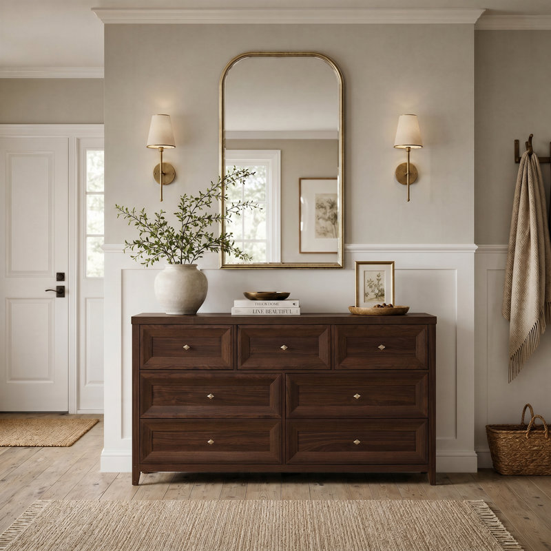 Acero 7 Drawers Dresser, Mahogany Brown