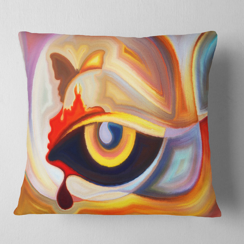 Eye s Intuition - Coussin imprimé abstrait, 16 po x 1 po, Carré