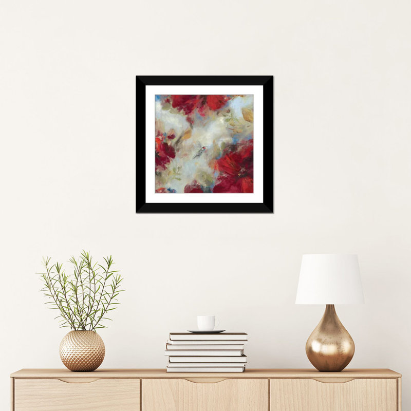 « hummingbird i », impression sur toile, H 24 po x l 24 po x P 1 po, Papier d'art encadré noir, Blanc