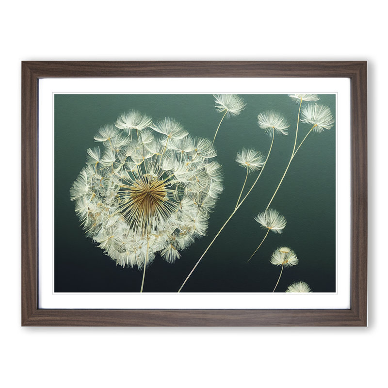 Unusual Dandelion Flowers - Framed Print, 46cm H x 64cm W x 2cm D, Walnut