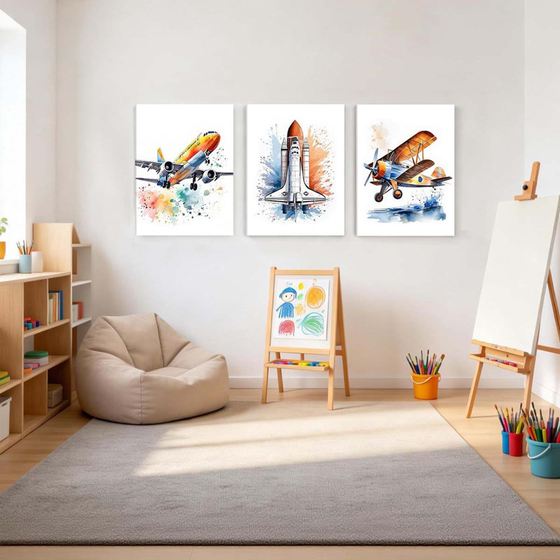 3 Piece Wrapped Canvas Print, 40 cm H x 90 cm W