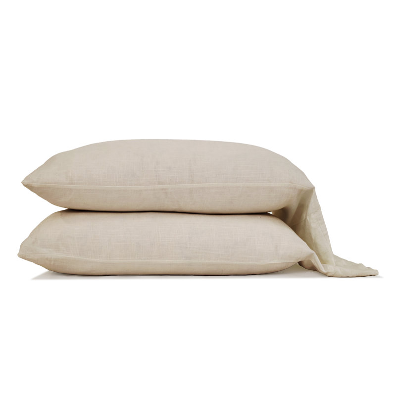  Rayon From Bamboo / Linen Pillowcase (Set Of 2), Natural, Queen Pillowcase Pack