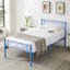 Ensemble de 2 cadres de lit avec tête de lit et pied de lit, ensemble de 2 lits plateforme en métal bleu avec support de lattes robuste, sommier sans bruit, aucun sommier nécessaire pour une chambre d'enfant, une chambre d'amis ou un dortoir-819515142