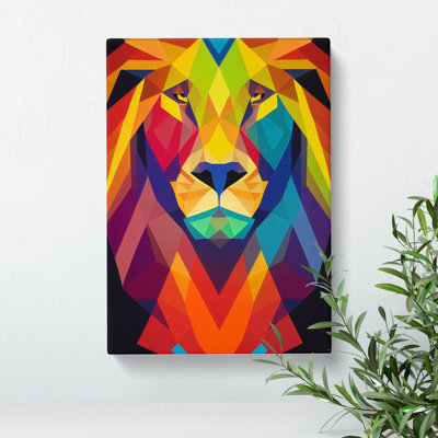 A Geometric Lion Abstract - Wrapped Canvas