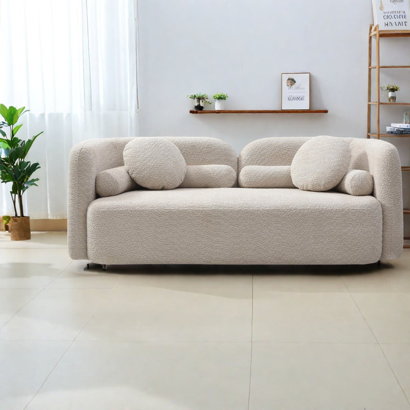 Canapés modernes beige clair, revêtement Boucle, pour le salon et le bureau personnel
