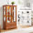 Eyisean 47" Curio Cabinet, Vintage Glass Display Cabinet with 3-Tier Adjustable Glass Shelves, Acrylic Mirrored Back Pane, Light Blub Included, Elegant Design China Cabinet for Living Room, Study Room, Kitchen-559557680