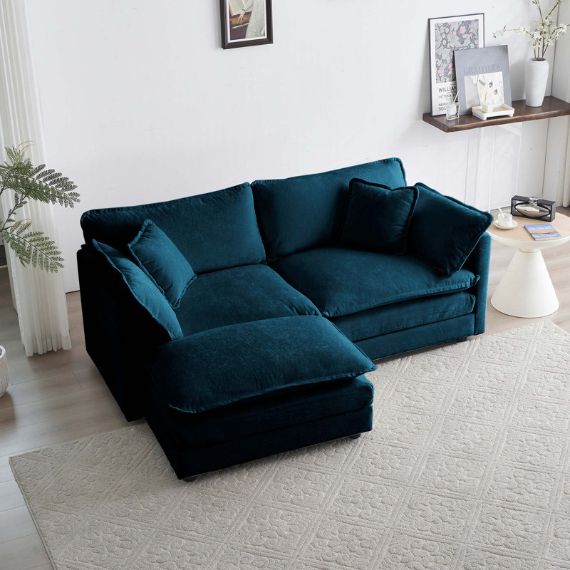 L-Shaped Two-Seater Sofa With Ottoman