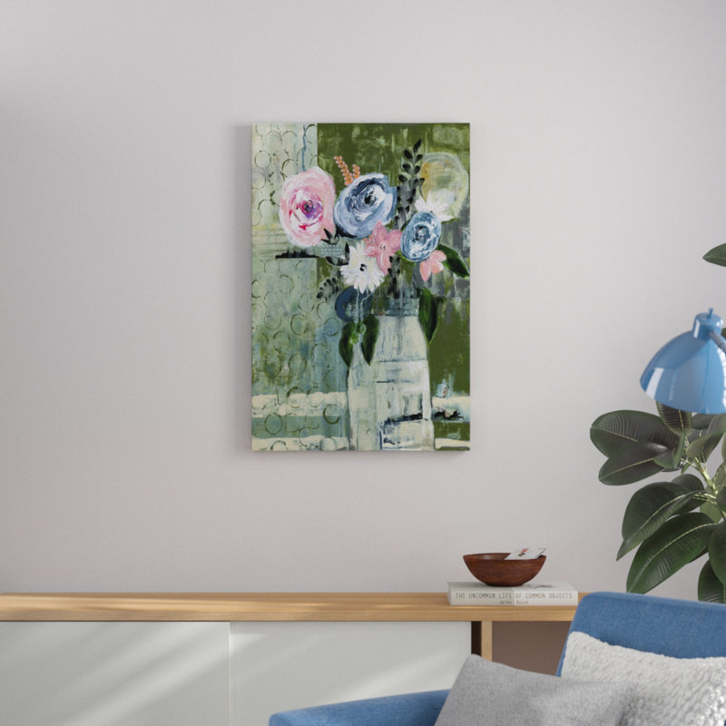 «Modern Floral Circle», peinture sur toile, H 36 po x l 24 po