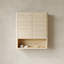 Armoire de salle de bain murale avec portes, tablette et compartiment de rangement ouvert-1502591553