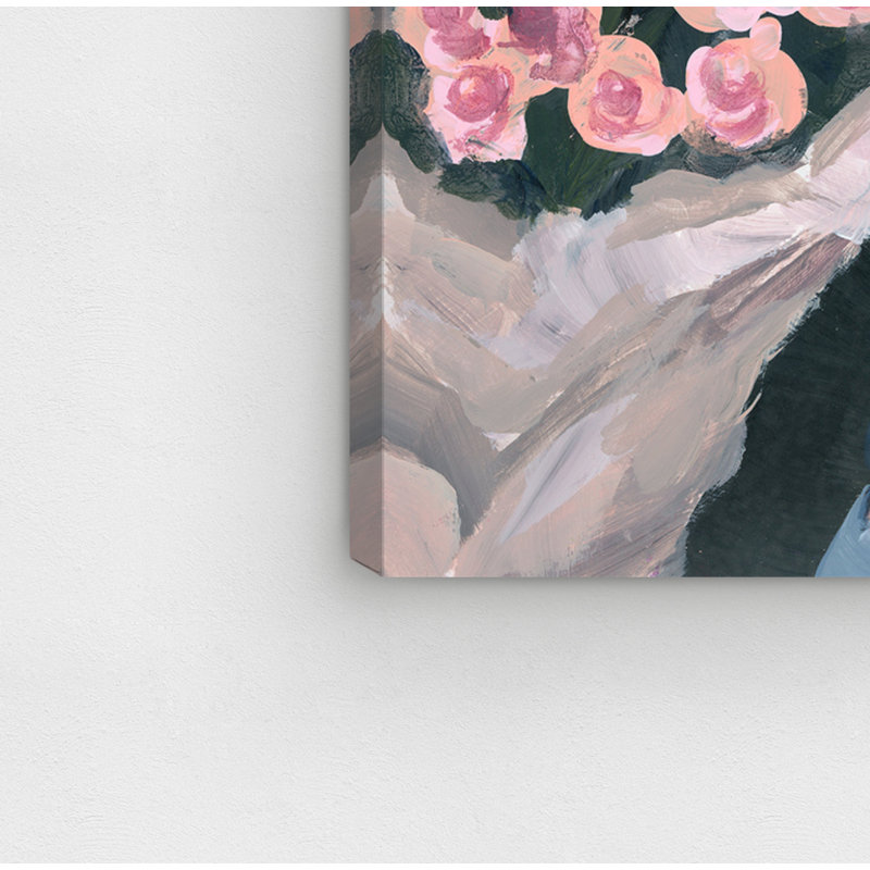 " Fashion And Glam Waiting For You Shoes And Bouquet " by Oliver Gal, 12" H x 12" W x 1.5" D, Gold