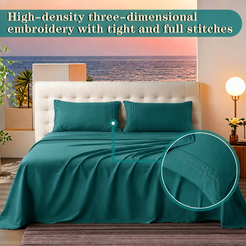 Queen Sheet Set - 4-Piece Ultra-Soft Bedding, Comfy Breathable & Cooling Sheets, 16-Inch Deep Pocket, Brushed Microfiber, Teal