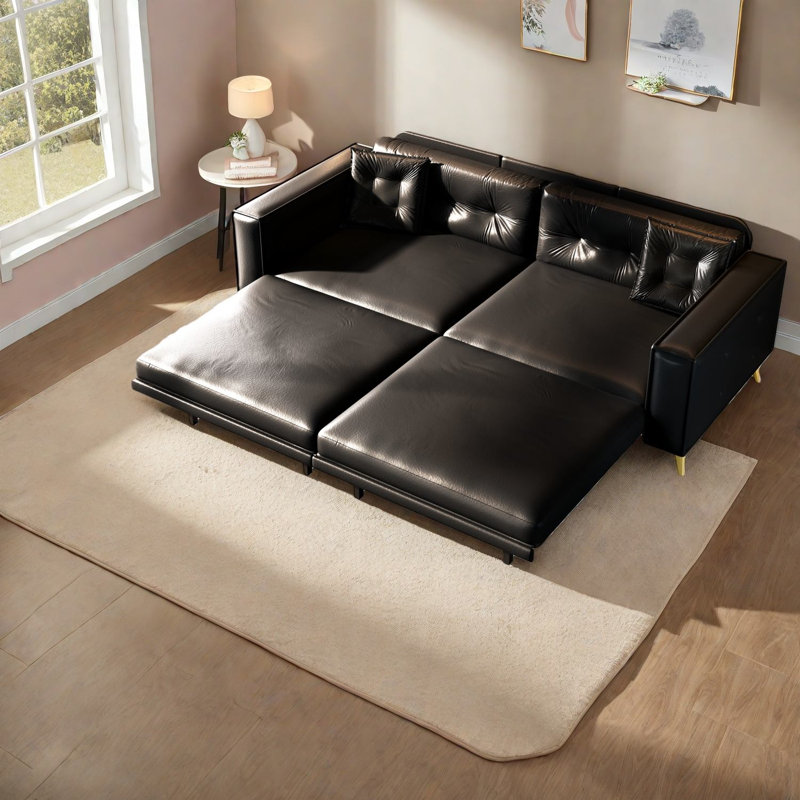 In 1 Extendable Sofas, Faux Leather Modern Sleeper For Home