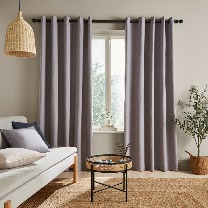 Yarn Dyed Cotton Chambray Curtains Two Panels, Sage, 229 W x 229 D cm
