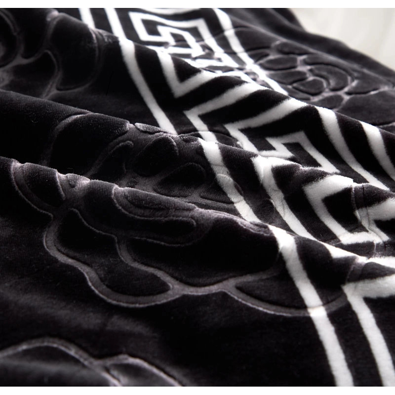 Flatweave Throw Blanket, Black Geometric