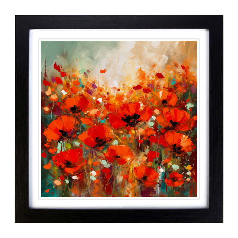 Poppy Field Abstract No.6 Framed Print, Black