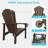 Dareona Set of 2 HDPE Stackable Adirondack Chairs with Cup Holders, All-Weather Outdoor Patio Chairs-423456772-432928115