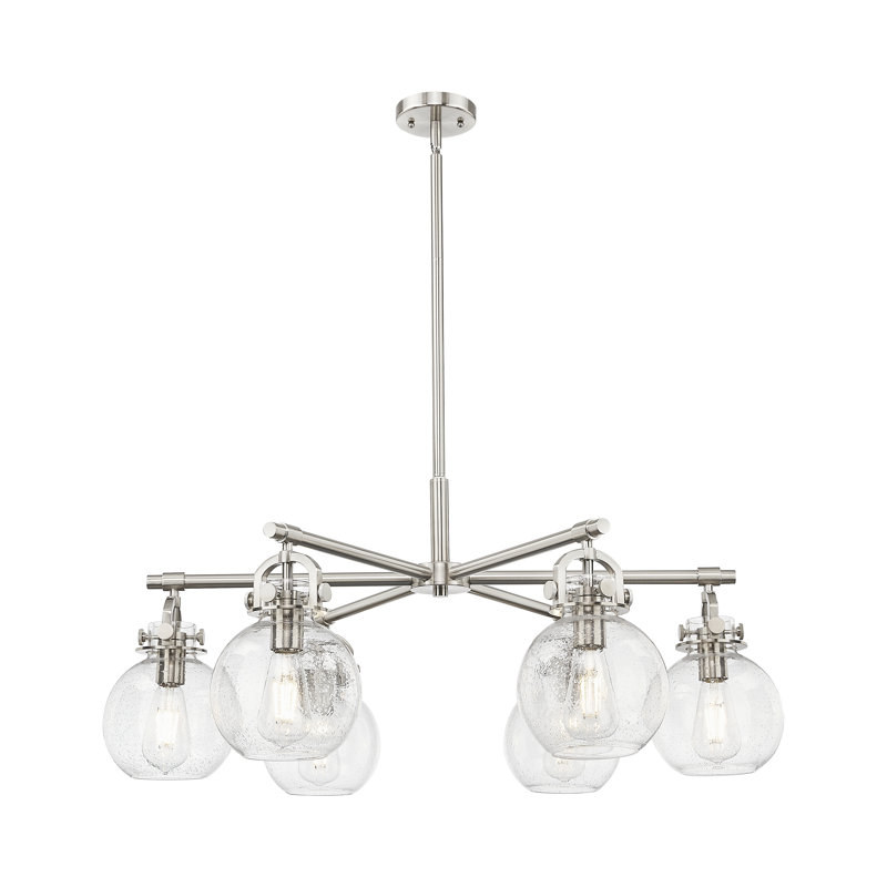 Lustre suspendu 6 lumières Newton Sphere, Nickel poli