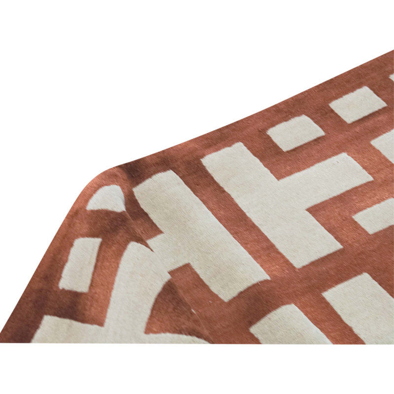 Hand Knotted Geometric Area Rug in Garnet