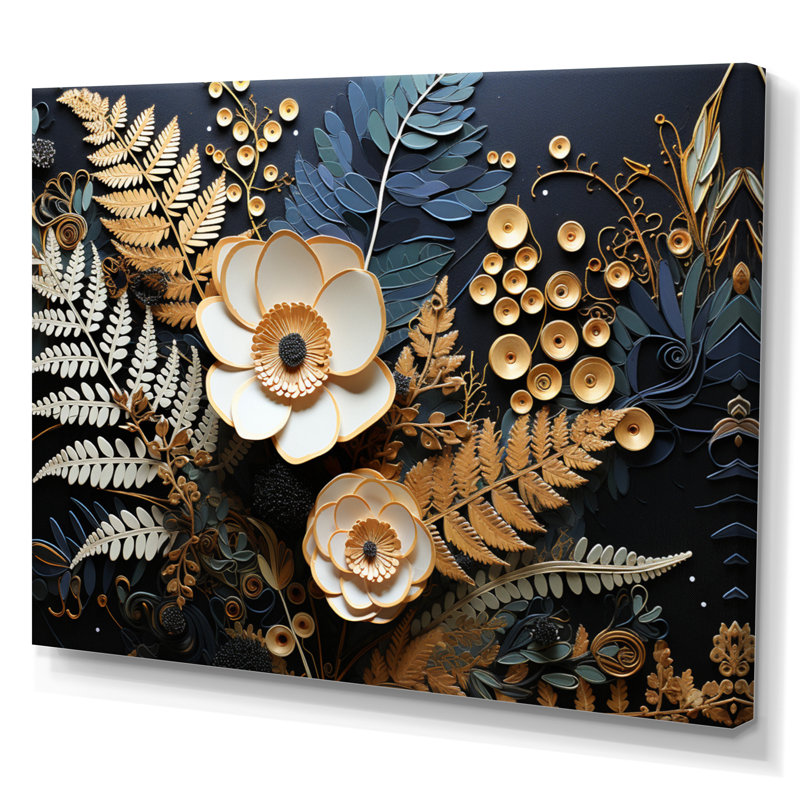 Ferns Copper Elegance I - Imprimé, H 12 po x l 20 po, Toile tendue