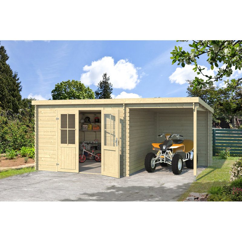 Lasita Tampa 10 x 10 Ft. Summerhouse With An Undercover Canopy (28mm), Tampa Natural Wood