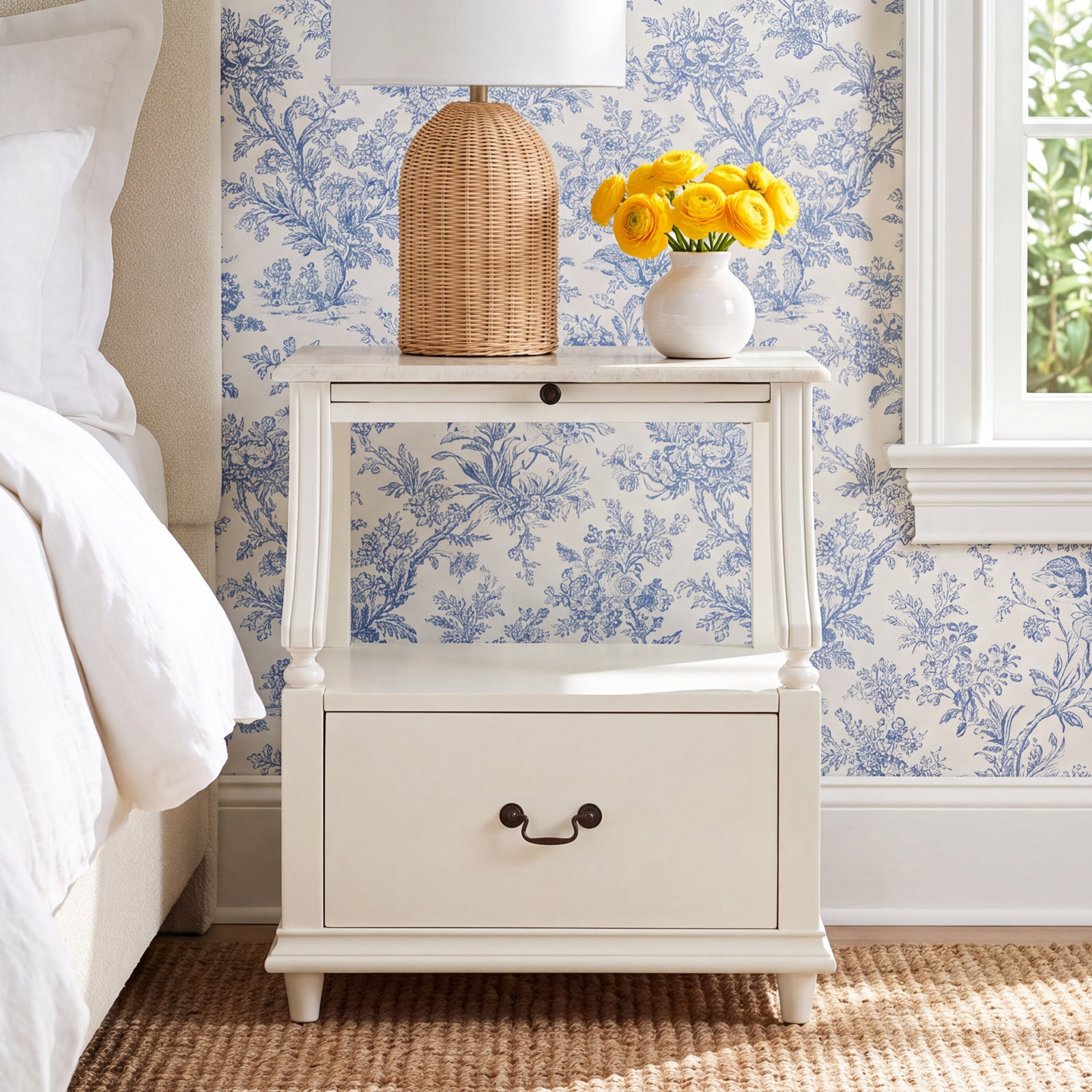 Aberdale Mahogany Nightstand, White