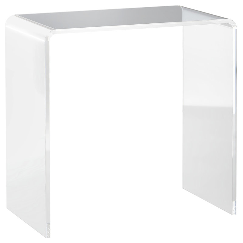 Table de rangement en cascade transparente en acrylique transparent de 21 po de long - Construction de salon Contemporary Living