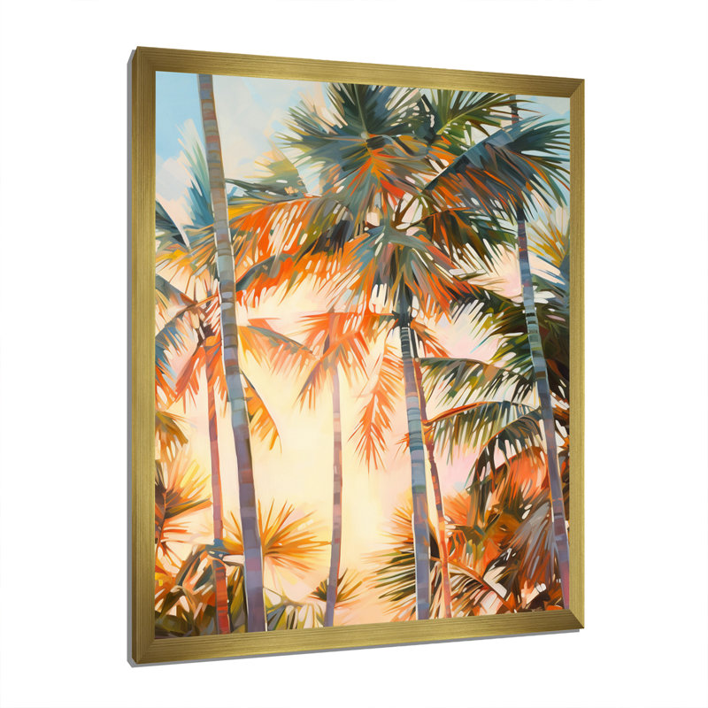 Impression romantique sur toile Pyles Palm Trees I, H 32 po x l 16 po x P 1 po, Encadrement doré