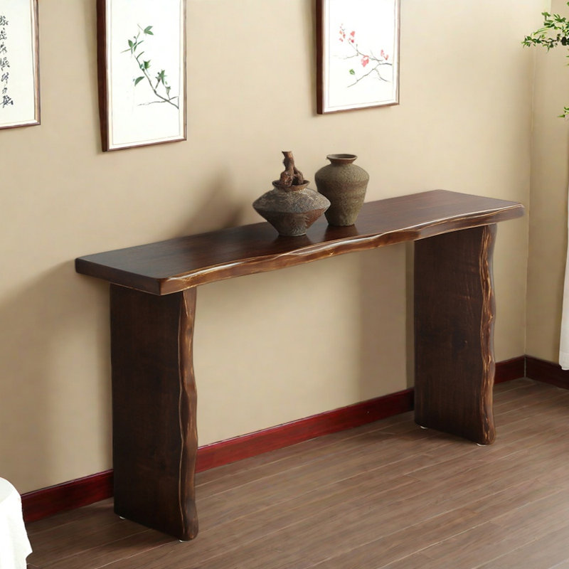 Nouvelle console en bois massif de style chinois, Brun café, H 31,5 po x l 63 po x P 11,8 po