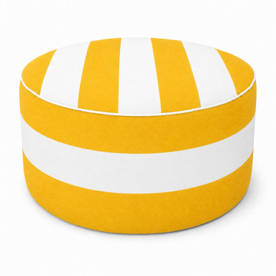 Repose-pieds d'extérieur gonflable avec repose-pieds 21 po x 21 po x 9 po avec repose-pieds, pouf portatif pour le patio, le jardin, le camping et l'intérieur - Rayures jaunes et blanches