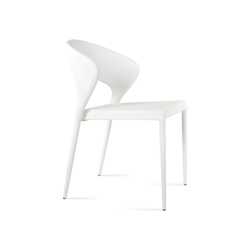 Prada Stackable Side Chair, White Faux Leather