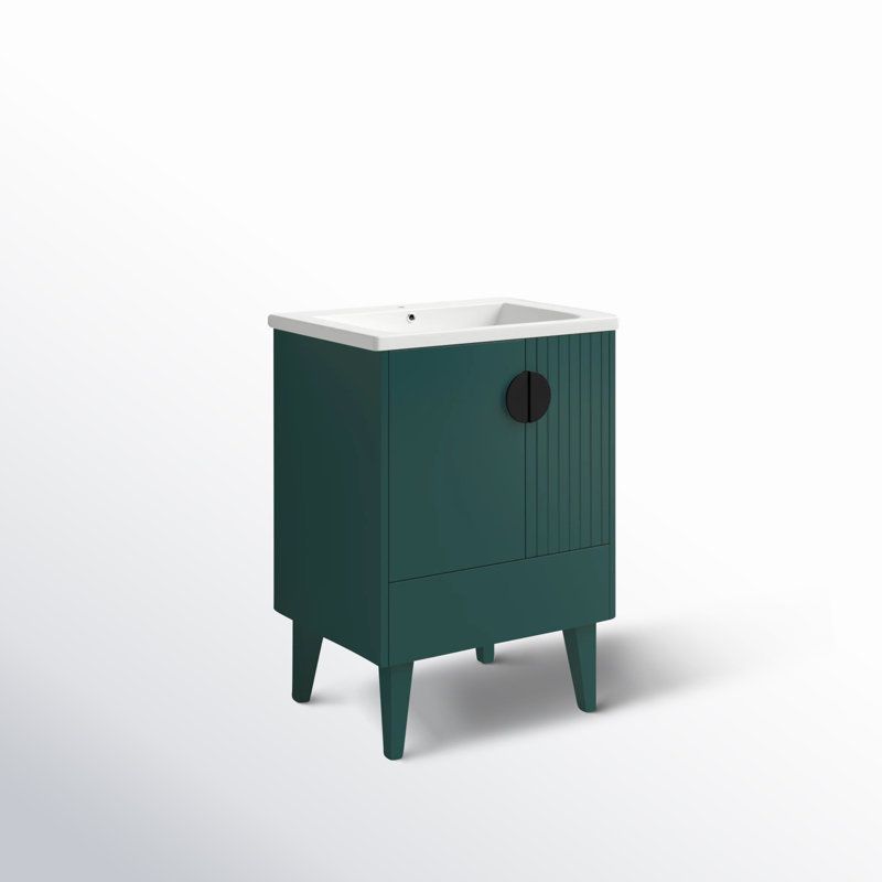 Ensemble de meuble-lavabo simple 24 po Saimah, Noir, Vert