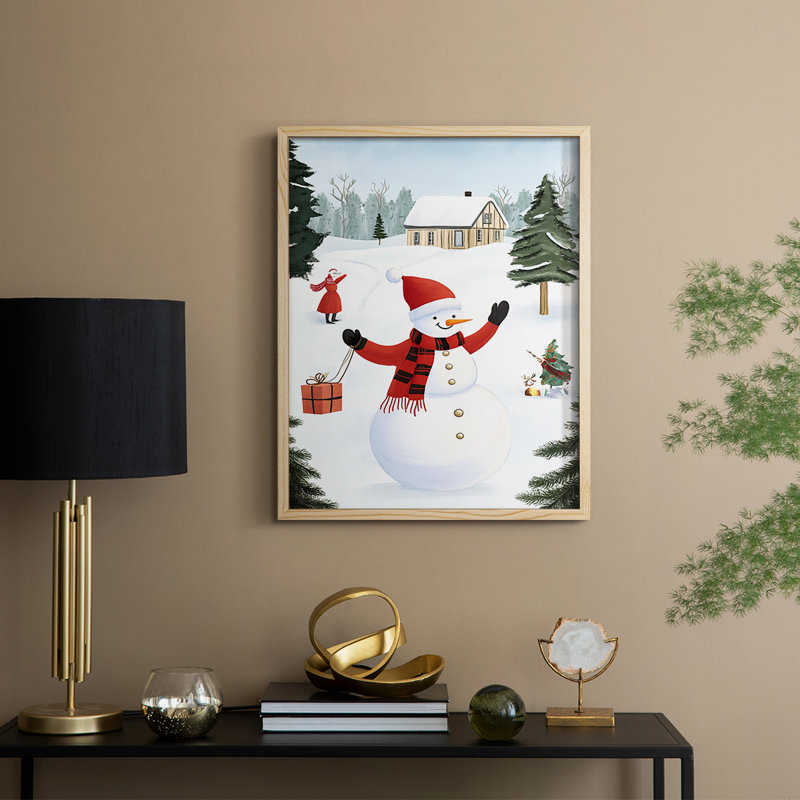 «Christmas Holiday Art CCXLVII», reproduction d'art encadrée - bois massif, 11" H x 9" W, Naturel