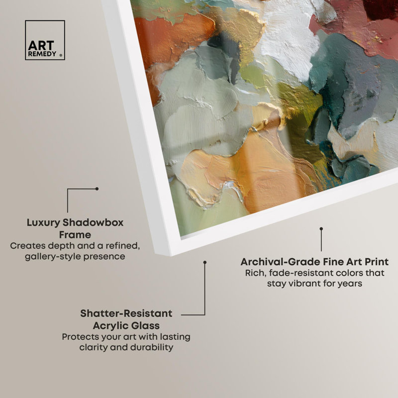 Décoration murale abstraite Earthen Flow III Shadowbox par Art Remedy, cadre blanc, 10 x 15, H 16 po x l 11 po, Cadre blanc