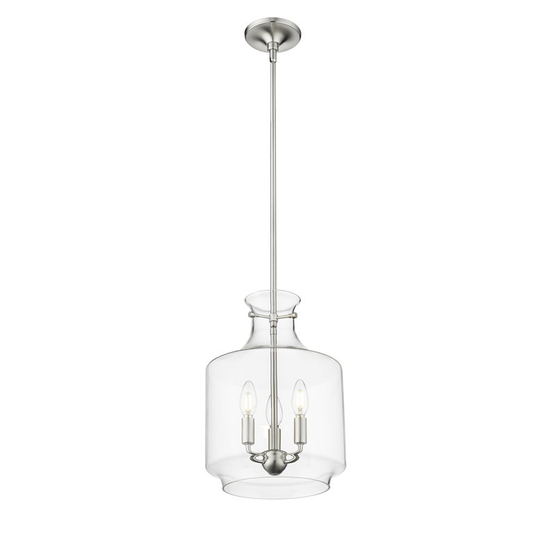 Ivy Bronx Rigell 4 Light Pendant Light in Modern Gold with Clear Glass Shade, Brushed Nickel