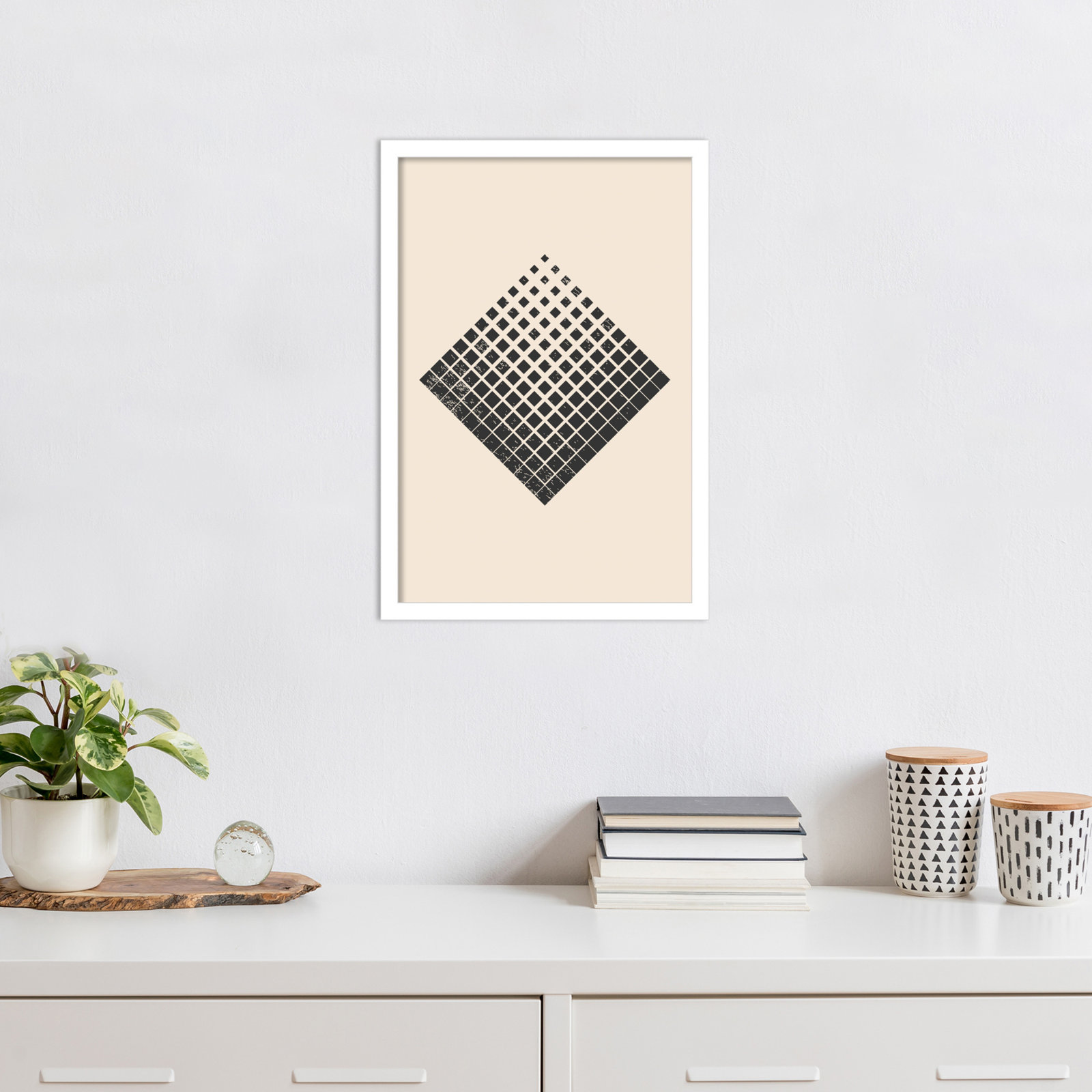 Minimal Halftone Shapes No. 3 Print, White, 21" H x 15" W x 1" D