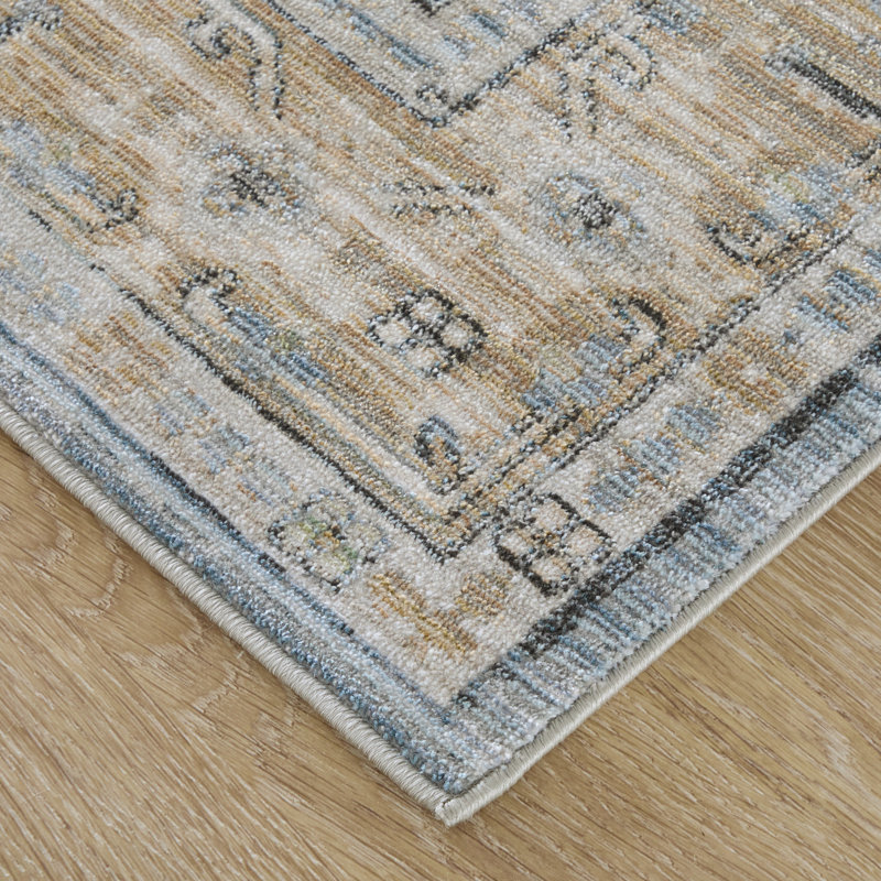 Thara Traditional Bordered, Blue,  9' x 12' Area Rug, 9 x 12