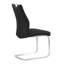 Chaise de salle à manger contemporaine en similicuir noir et finition en acier inoxydable brossé - ensemble de 2