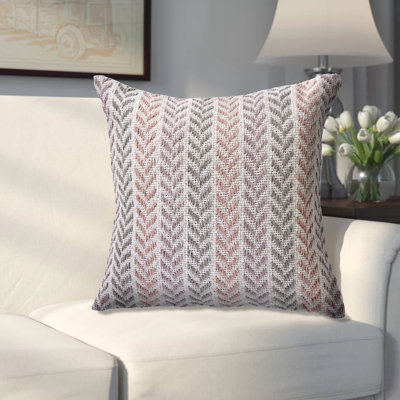 Hand Woven Coastal Chevron Textured Cotton Throw Pillow