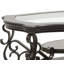 Table basse ovale avec plateau en verre et tablette