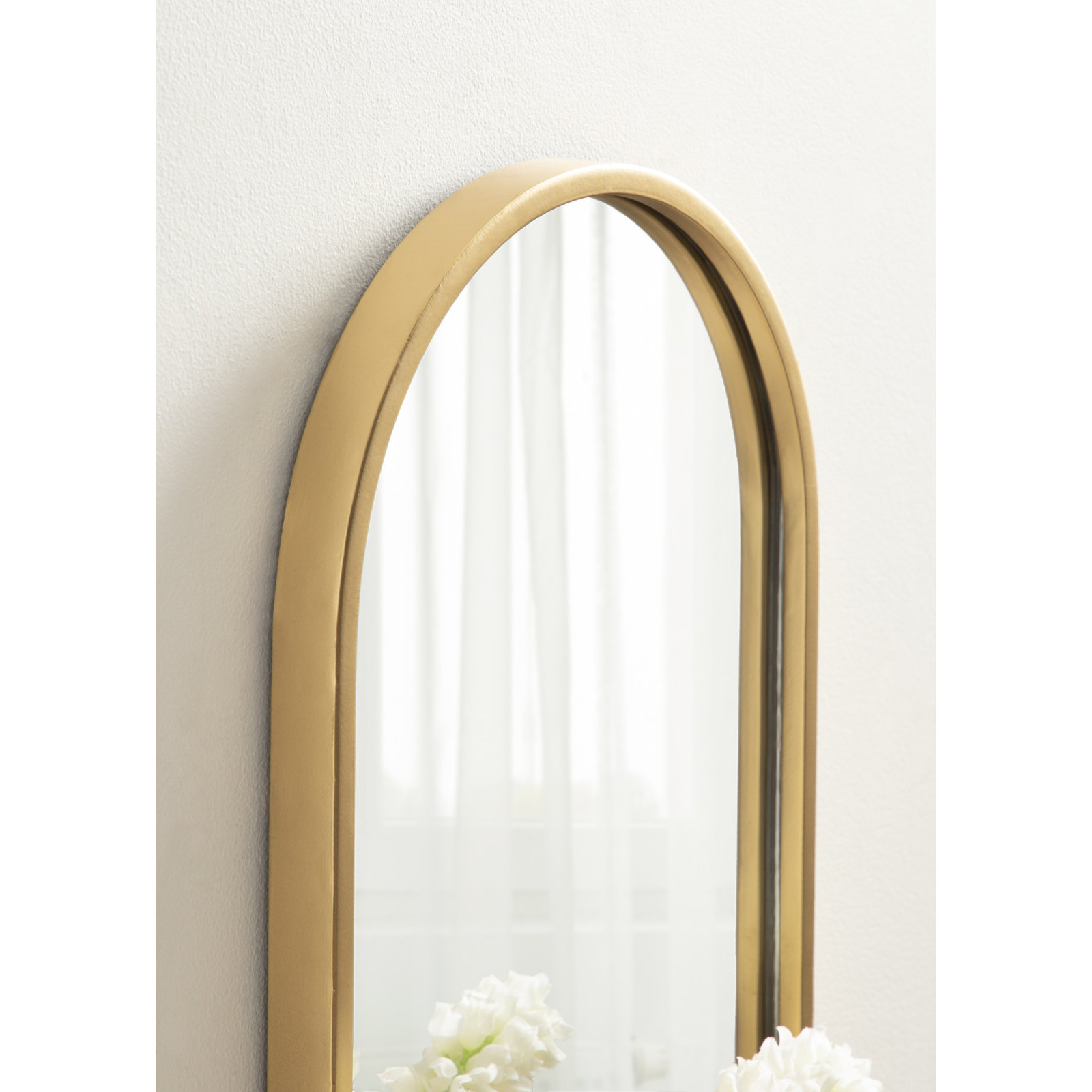 Lumi Metal Flat Mirror with Shelves, Gold, 24.25" H x 11 W