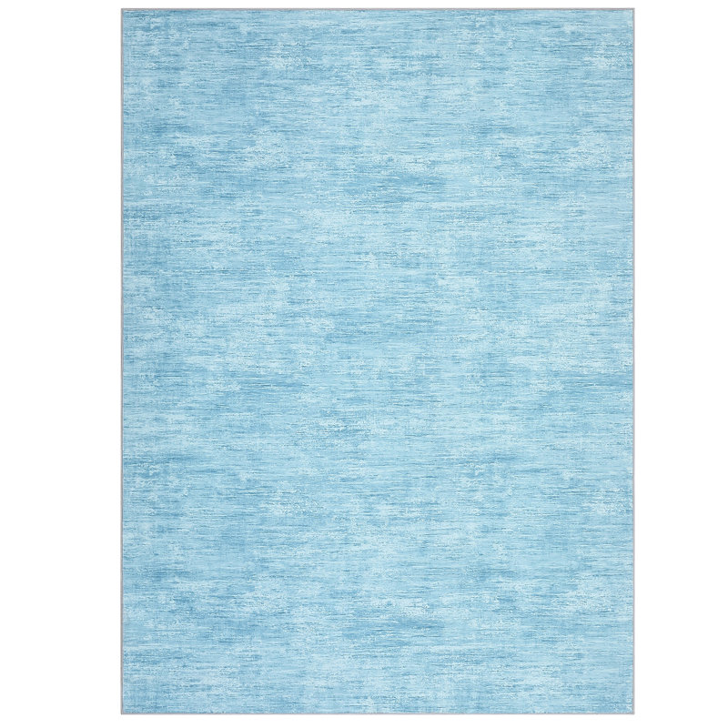 Washable Solid Color Textured Thin Indoor Rug, Low Pile Area Rug with Soft Surface, Non Slip Backing, Easy Clean Design for Living Room, Bedroom, Dorm, Home Office