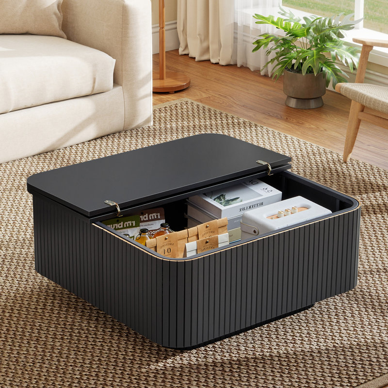 Table basse carrée avec rangement, Noir