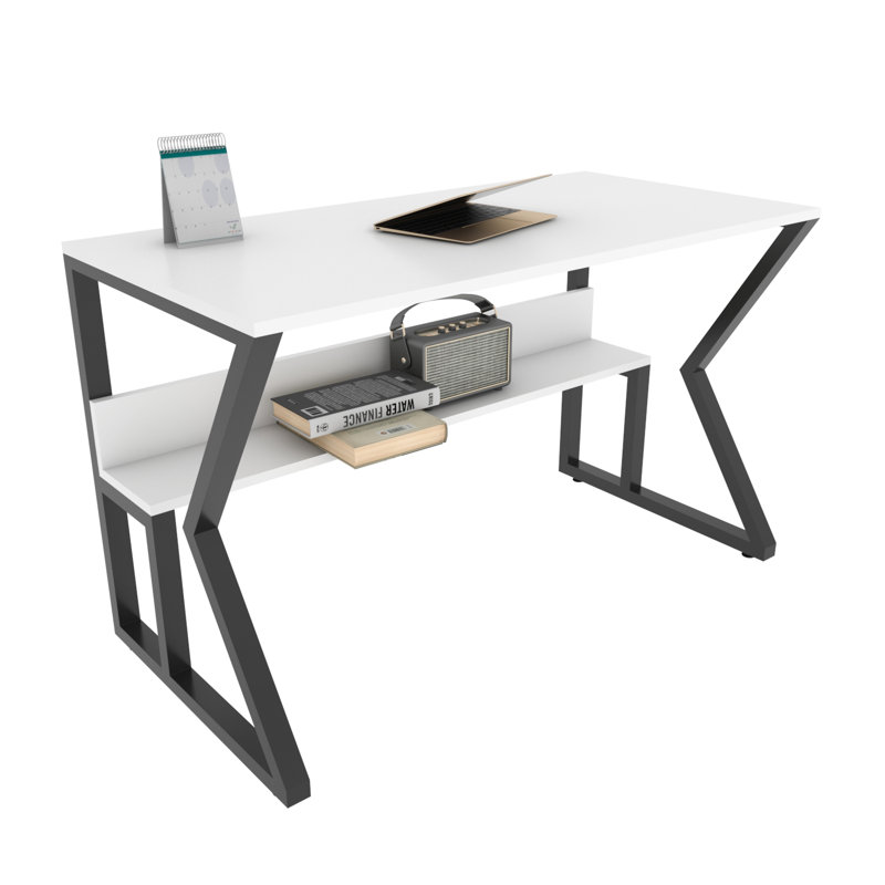 Lacie-Jane 120Cm W Rectangular Computer Desk, Black, White