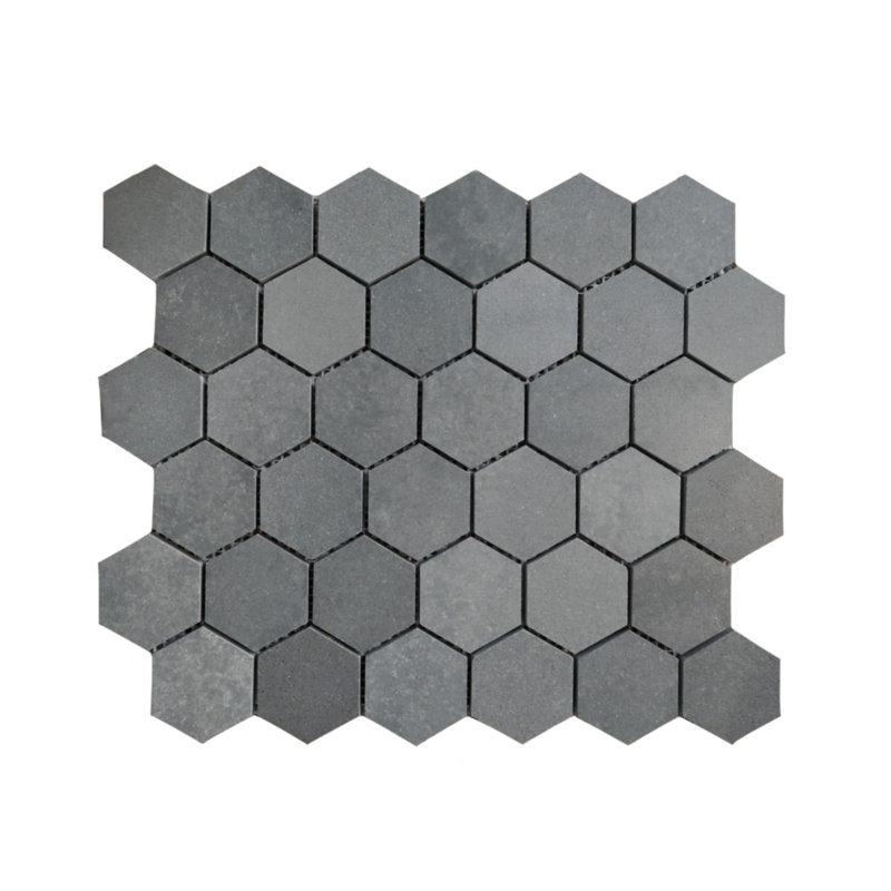 Dark Grey Basalt 2" Hexagon Mosaic