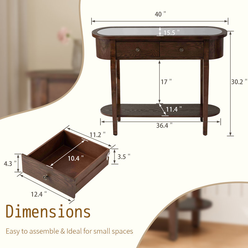 40'' Glass Top Console Table