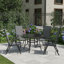 Foldable Outdoor Garden Dining Chairs, 7-Level Adjustable Reclining Backrest with Armrests-124811084