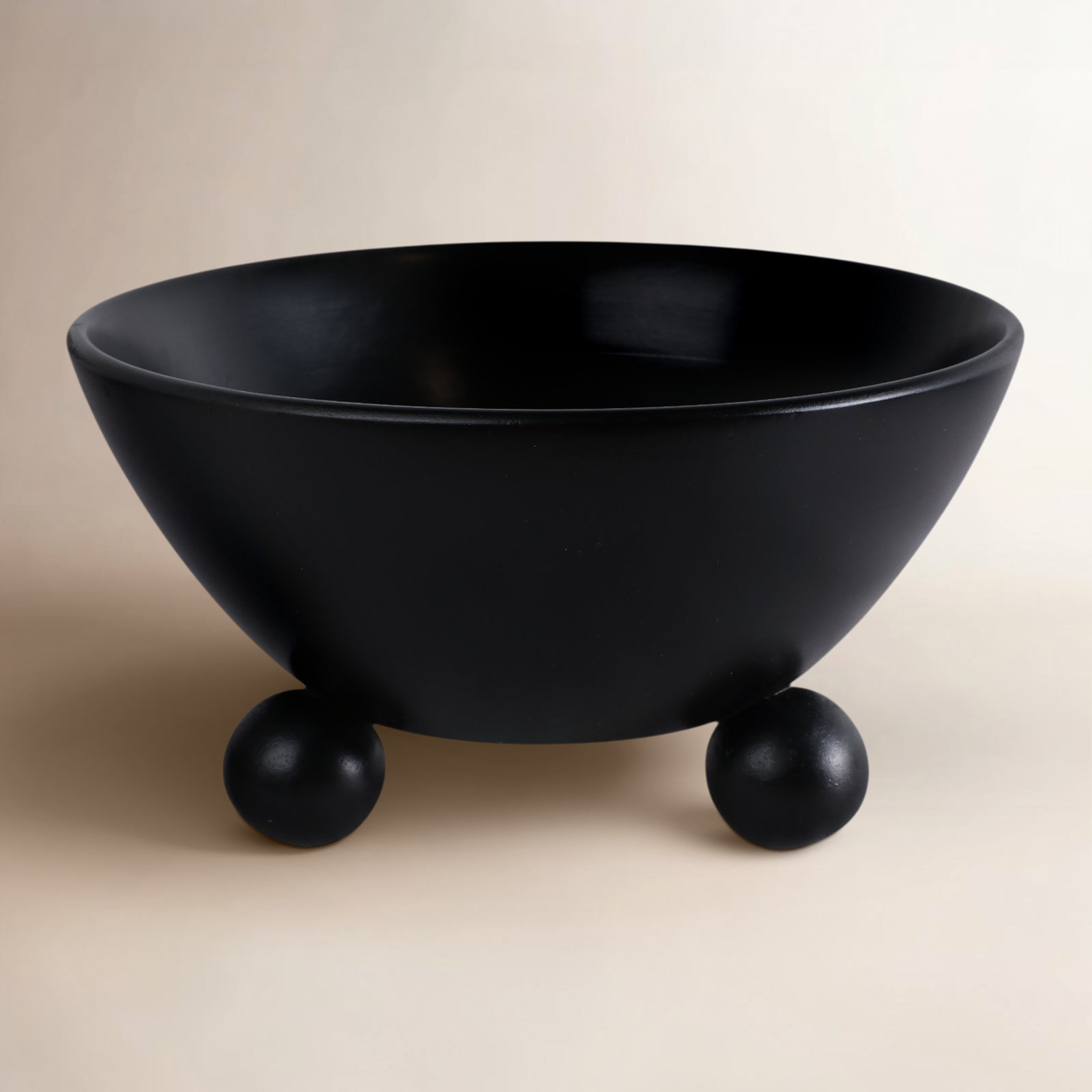 12" Bowl With Ball Feet, Black