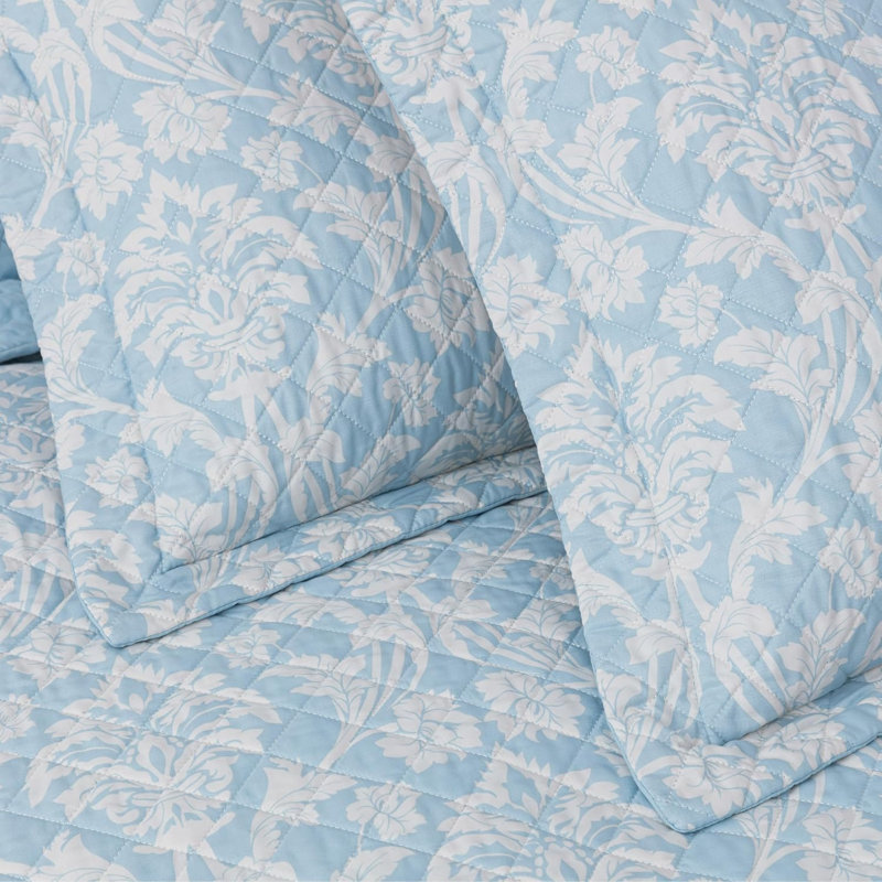 Ivy Floral Medallion Printed Quilt Set, King Quilt + 2 King Shams